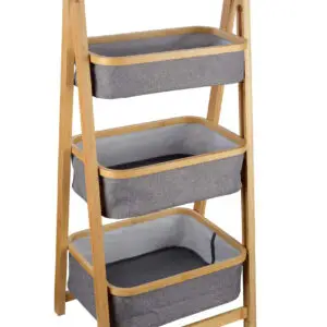 מעמד אחסון 3 תאים במבוק אפור SPACE