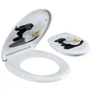 מושב אסלה טריקה שקטה התקנה עילית נחל+פרח לבן