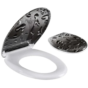 מושב אסלה טריקה שקטה התקנה עילית טיפות אפור