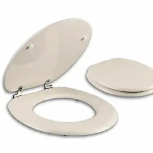 מושב אסלה עץ יצוק עם התקנה עילית וצירי נירוסטה פרגמון