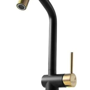 ברז מטבח נשלף SUPREME שחור/זהב AQUILA PREMIUM