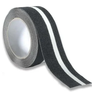 סרט נגד החלקה אנטי סליפ שחור עם פס זוהר 18 מטר