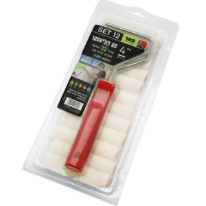 סט לרולר מיני פוליאסטר + ידית "4 (מארז 12 יח')